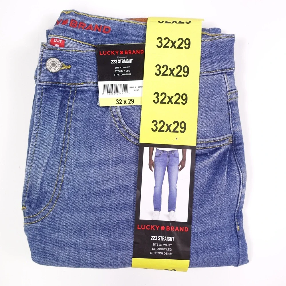 Lucky Brand 223 Straight Leg Mens Blue Stretch Denim Jeans 32x29 NEW 1845290
